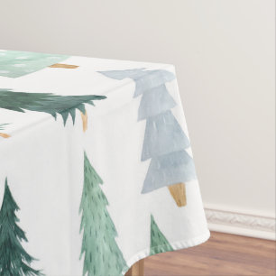 Pine Tree Christmas Green Watercolor Tablecloths