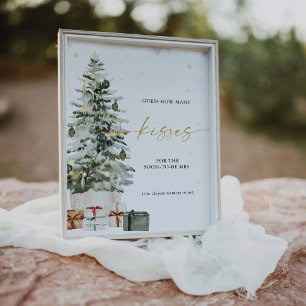 Pine Tree Christmas Guess How Many Kisses Pedestal Sign