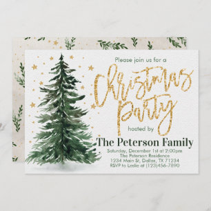 Pine Tree Christmas Holiday Party Invitation