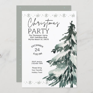 Pine Tree Christmas Party Invitation