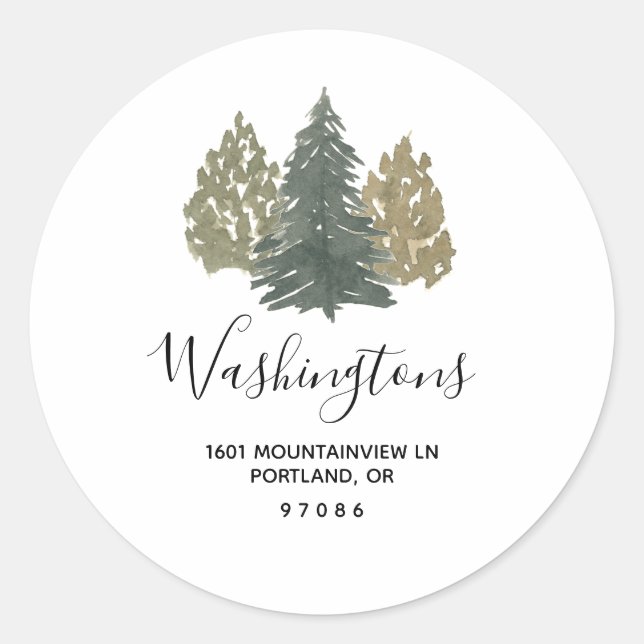 Pine Tree Christmas Return Address Envelope Seals (Front)