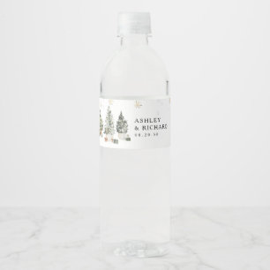 Pine Tree Christmas  Water Bottle Label