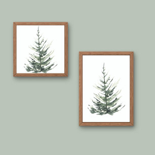Pine tree Christmas watercolour  Poster