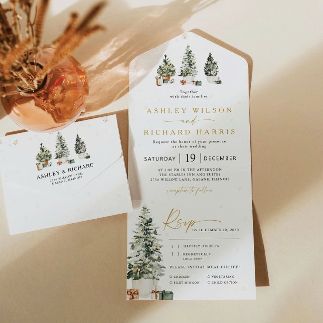 Pine Tree Christmas Wedding All In One Invitation (Creator Uploaded)