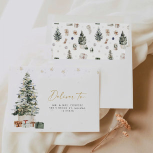 Pine Tree Christmas Wedding Envelope