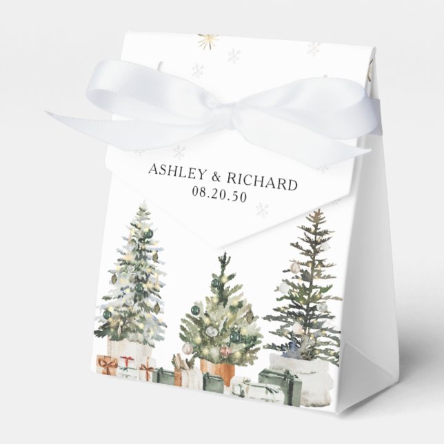 Pine Tree Christmas Wedding Favour Box (Front Side)