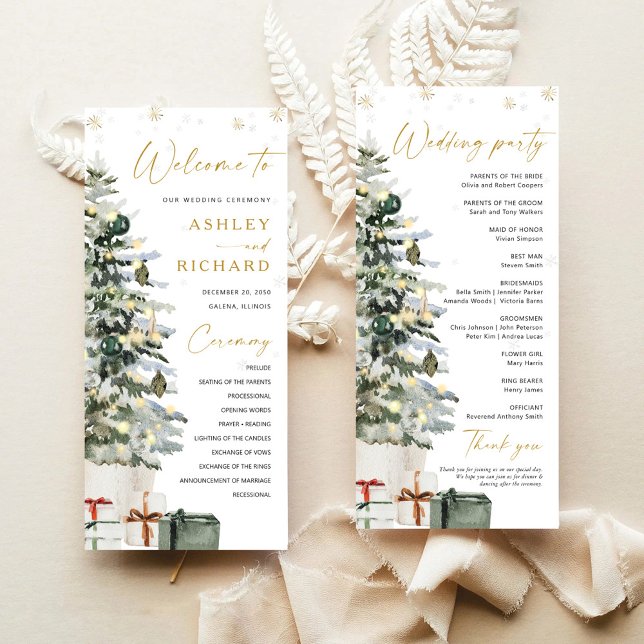 Pine Tree Christmas Wedding Programme (Creator Uploaded)