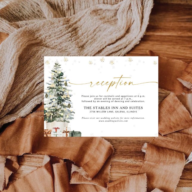 Pine Tree Christmas Wedding Reception Enclosure Card (Creator Uploaded)