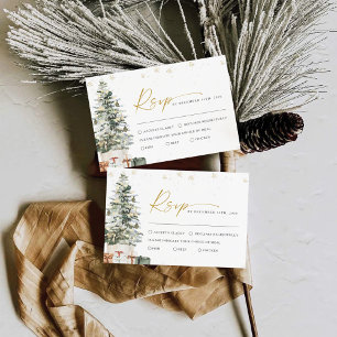 Pine Tree Christmas Wedding RSVP Card
