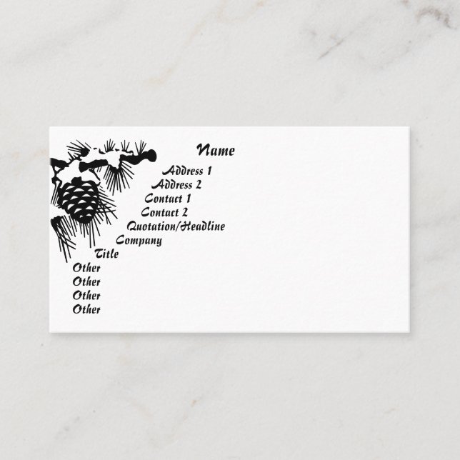 Pine Tree Cones & Snow Mountains Business Card (Front)