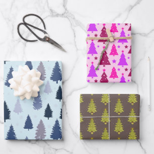Pine Tree Country Winter Christmas Wrapping Paper Sheet