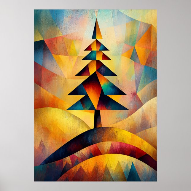 Pine Tree - Cubist Minimalist Masterpiece Inspired Poster (Front)