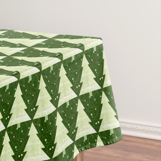 Pine Tree Dot Green Stylised Christmas Tablecloth (In Situ)