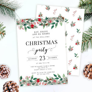 Pine Tree Festive Christmas party invitation