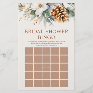 Pine Tree Floral Bingo Bridal Shower Game Stationery