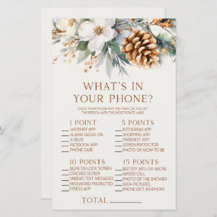 Pine Tree Floral In Your Phone Baby Shower Game