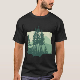 Pine Tree Forest And Mountains T-Shirt