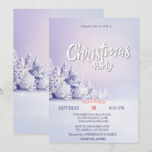 Pine Tree Forest Christmas  Party Invitation