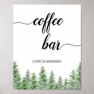 Pine Tree Forest Coffee Bar Sign