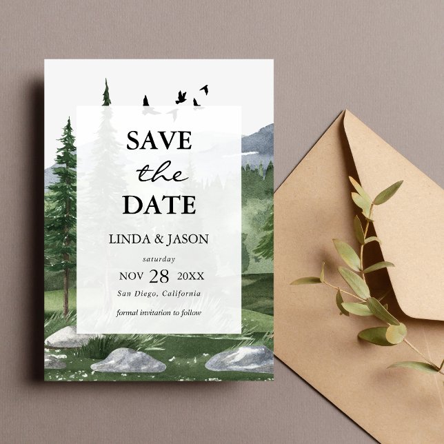 Pine Tree Forest Custom Wedding Save The Date Card (Creator Uploaded)