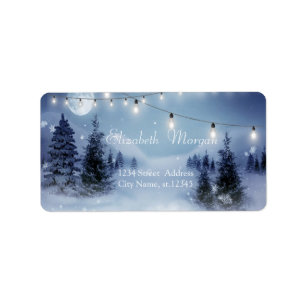 Pine Tree Forest,Landscape,String Lights Label