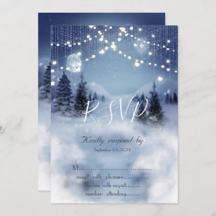 Pine Tree Forest,Landscape,String Lights RSVP Invitation