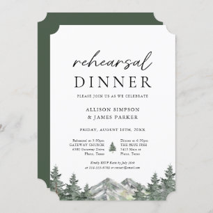 Pine Tree Forest Mountain Rehearsal Dinner Invitation