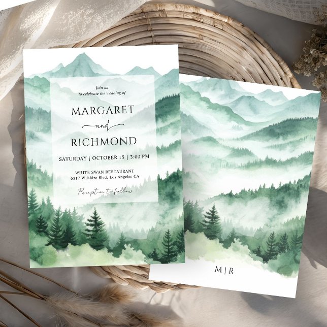 Pine Tree Forest Rustic Mountain Wedding Invitation (Creator Uploaded)