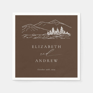 Pine Tree Forest Rustic Mountains Wedding Napkin