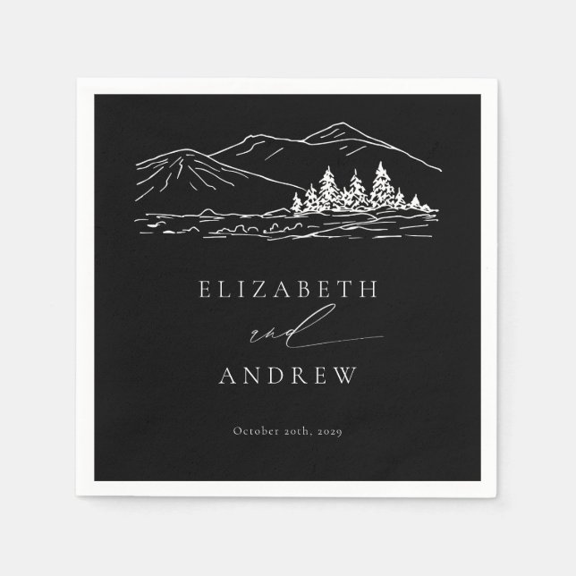 Pine Tree Forest Rustic Mountains Wedding Napkin (Front)