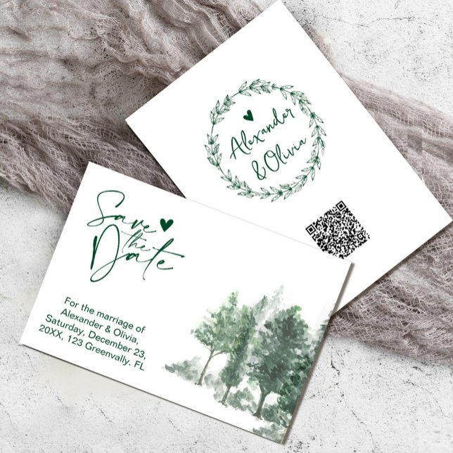 Pine Tree Forest Rustic wedding save the date (Pine Tree Forest Rustic wedding save the date #zazzlemade#savethedates #destinationsavethedateinvite)