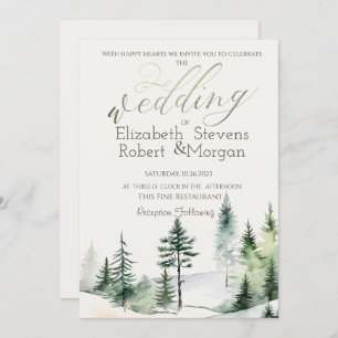 Pine Tree Forest,String Lights Wedding   Invitation
