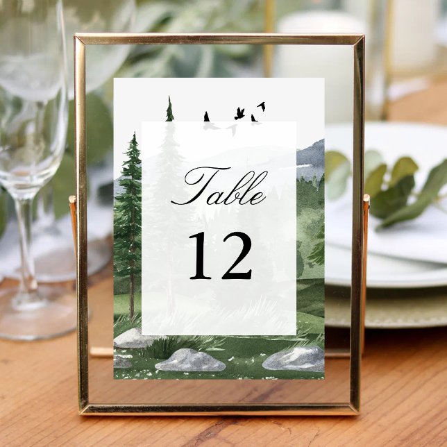 Pine Tree Forest Themed Wedding Table Number Cards (Creator Uploaded)