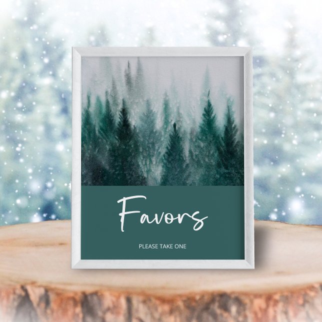 Pine Tree Forest Watercolor Green favours Poster (Creator Uploaded)