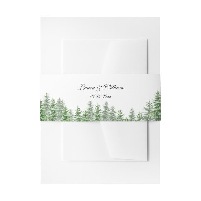 Pine Tree Forest Wedding Invitation Belly Band (Front Example)