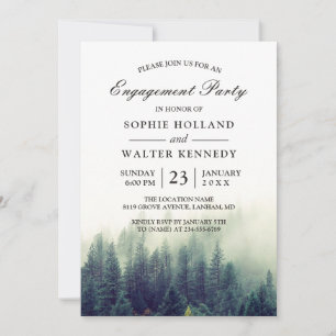 Pine Tree Forest Wedding Shower Engagement Party Invitation