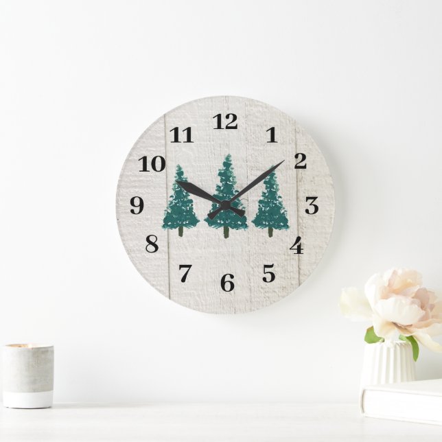 Pine Tree Forest Wilderness Large Clock (Home)