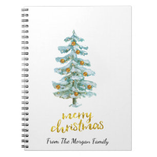 Pine Tree Gold Christmas Balls Notebook