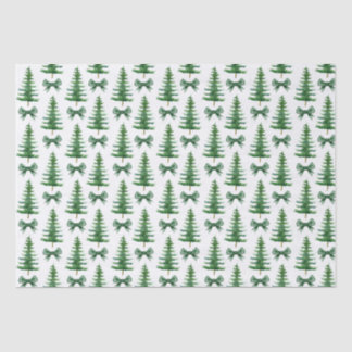 Pine Tree Green Bow Christmas Gift Tissue Paper