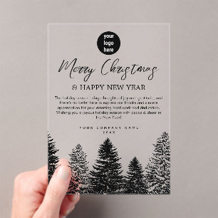 Pine Tree Holiday Corporate Business QR Code Logo Acrylic Invitations