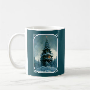 Pine Tree House In Winter Christmas Tree Coffee Mug