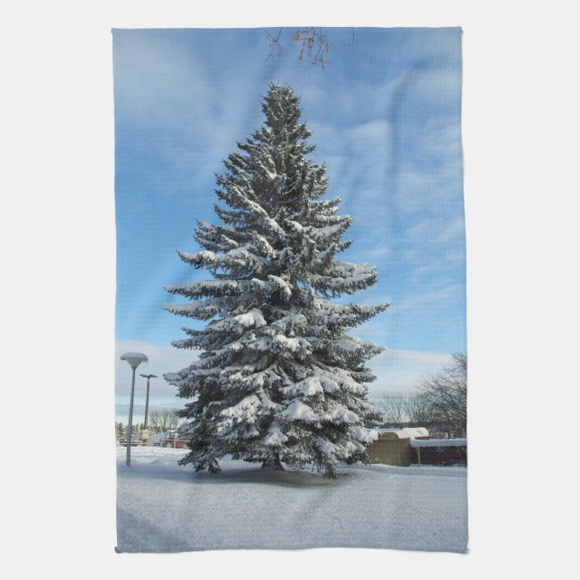 Pine Tree in Snow kitchen towel (Vertical)
