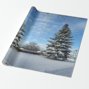 Pine Tree in Snow wrapping paper