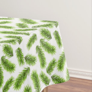Pine Tree Leaves on White Tablecloth