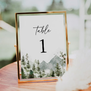 Pine Tree Mountain Elegant Wedding Table Number