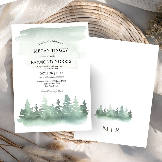Pine Tree Mountain Rustic Wedding  Invitation (Creator Uploaded)