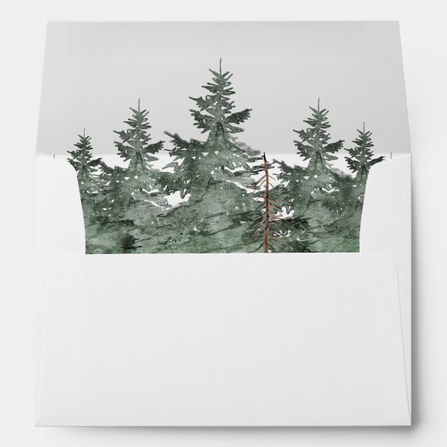 Pine Tree Mountain Wedding Address Envelope (Back (Bottom))
