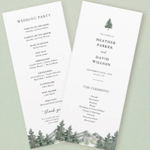 Pine Tree Mountain Wedding Ceremony Program Programme