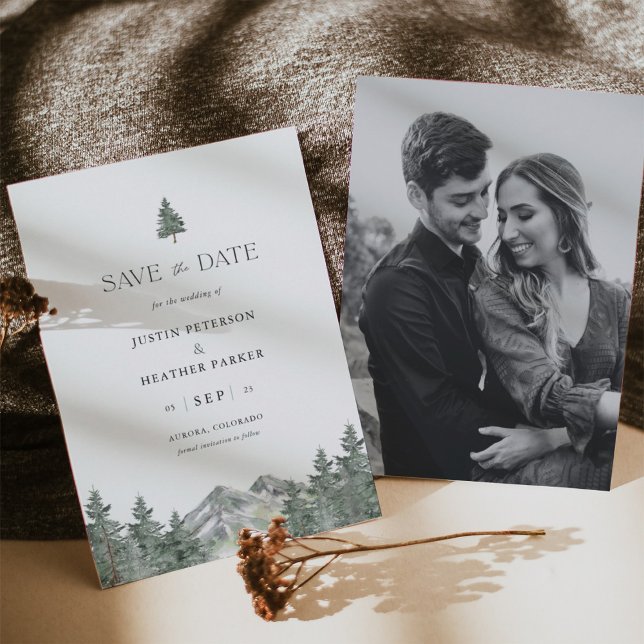 Pine Tree Mountain Wedding Photo Save The Dates Date (Creator Uploaded)