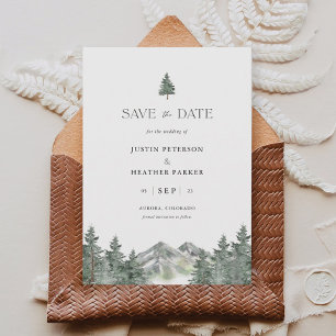 Pine Tree Mountain Wedding Save The Dates Invitation